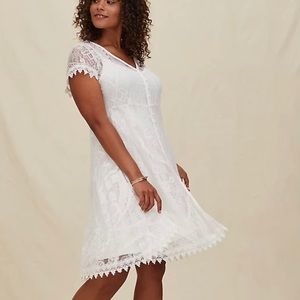 Torrid White Lace and Crochet Button Front Dress